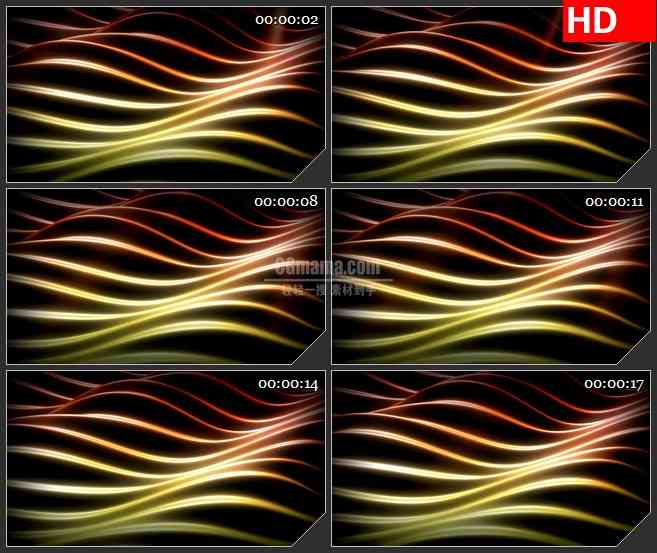 BG1117-波浪状红色黄色运动线条动态LED高清视频背景素材
