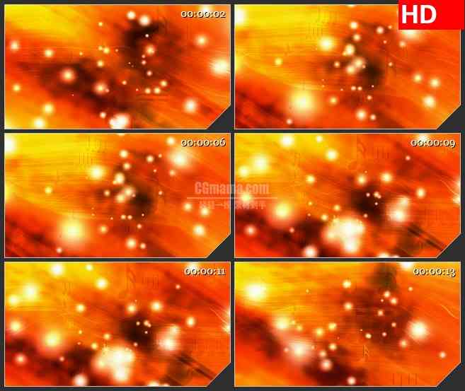 BG1127-橙红色粒子音符音乐动态LED高清视频背景素材
