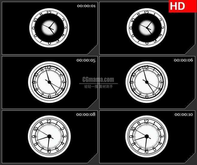 BG1202-扭曲的时钟计时器动态LED高清视频背景素材