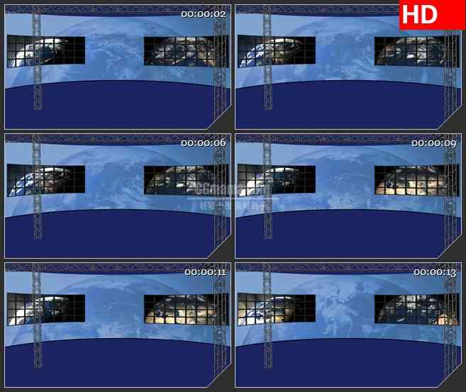BG1219-虚拟集蓝地球动态LED高清视频背景素材