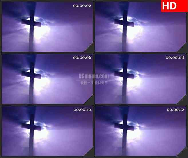 BG1236-紫色交叉十字架阴霾动态LED高清视频背景素材
