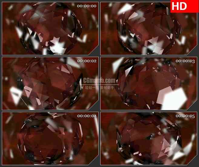 BG1247-茶色暗红色钻石水晶转动动态LED高清视频背景素材