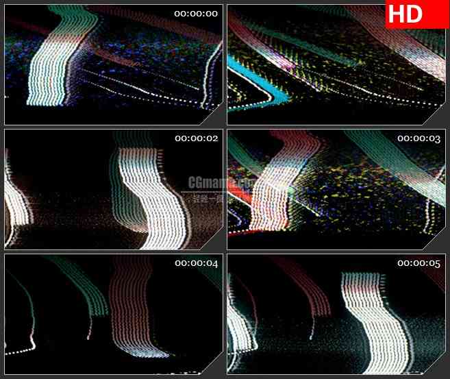 BG1259-电视VCR屏幕黑白躁波干扰雪花点条纹跳动动态LED高清视频背景素材