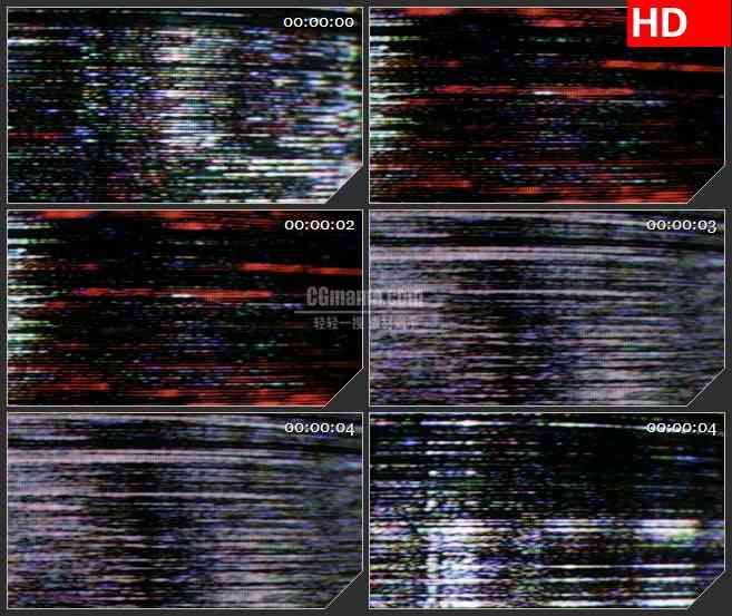 BG1265-电视屏幕VCR黑白躁波干扰雪花点条纹动态LED高清视频背景素材.
