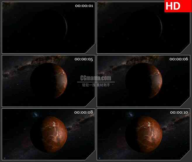 BG1356-宇宙金星三维动画旋转星空动态LED高清视频背景素材