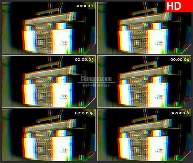 BG1381波普复古老旧收音机旋转动态LED高清视频背景素材