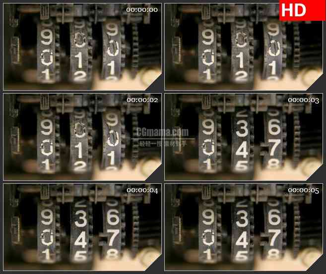 BG1435黑白磁带计数器数字跳动特写动态LED高清视频背景素材