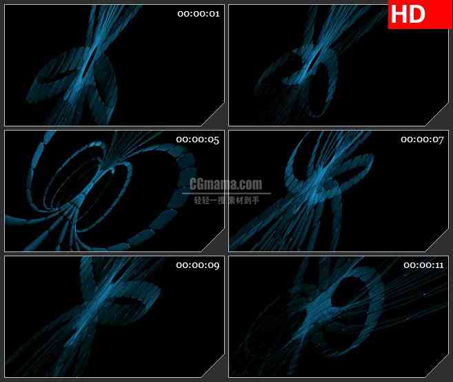 BG1618纺丝卷绕蓝光半透明黑色背景动态LED高清视频背景素材