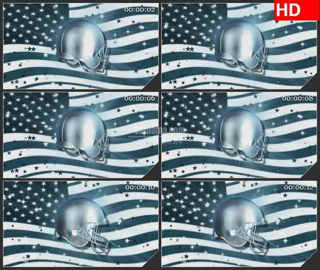 BG1629高清银色头盔美国国旗星星led大屏视频背景素材