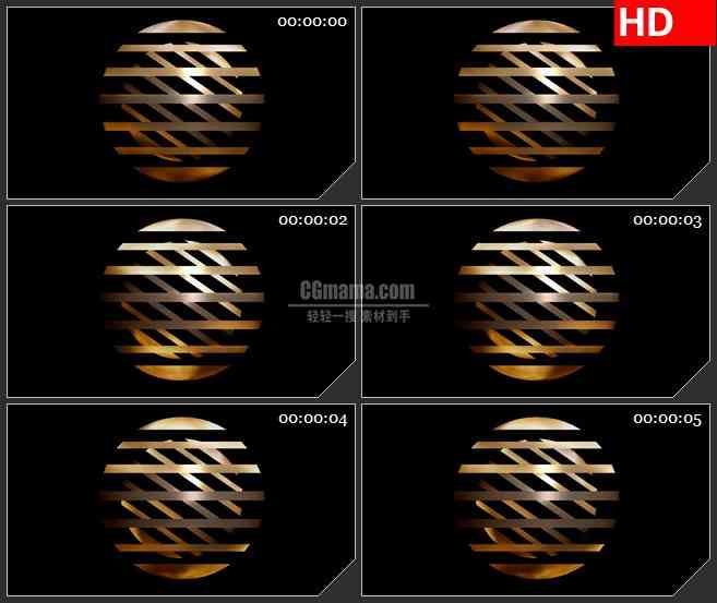 BG1660黄金材质圈球体高清led高清视频背景大屏素材
