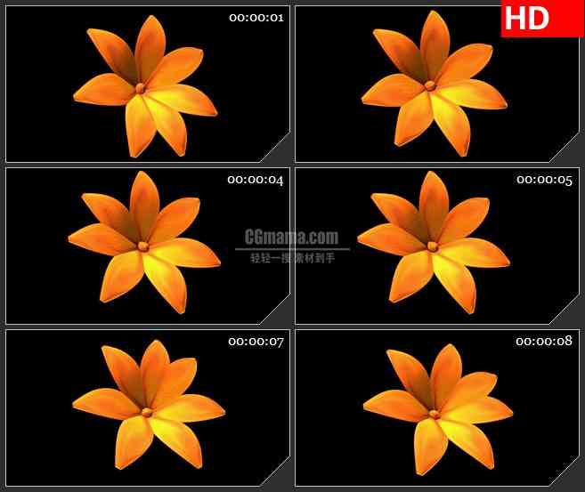 BG1667黄色花旋转三维动画特写动态LED高清视频背景素材