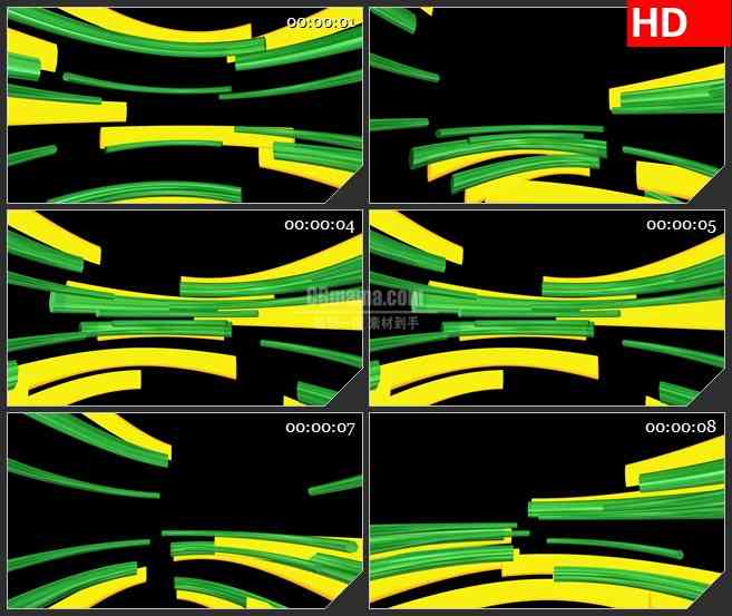 BG1671黄色绿色圆环旋转高清特效合成视频素材