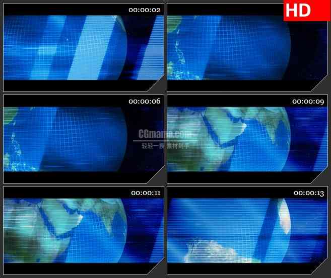 BG1719蓝色地球旋转条纹背景动态LED高清视频背景素材