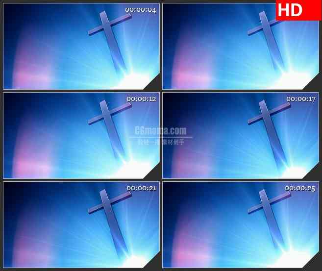 BG1744蓝紫色背景十字架耀光动态LED高清视频背景素材
