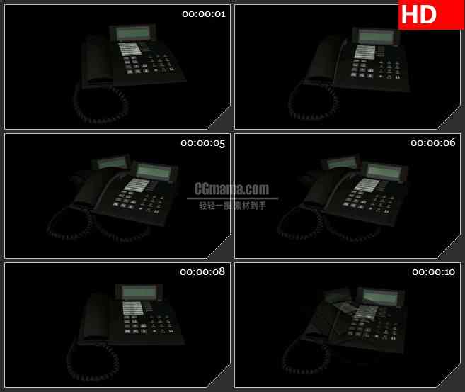 BG1748老式黑色拨号电话模型动态LED高清视频背景素材