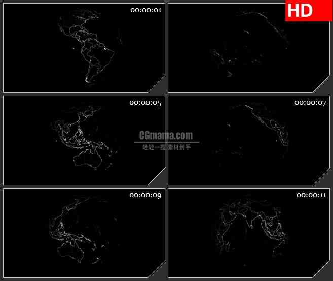 BG1851透明的alpha通道的黑球地图高清特效合成视频素材