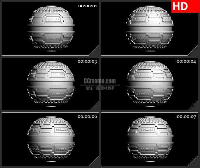 BG1904旋转白色铁球三维动画黑色背景动态LED高清视频背景素材