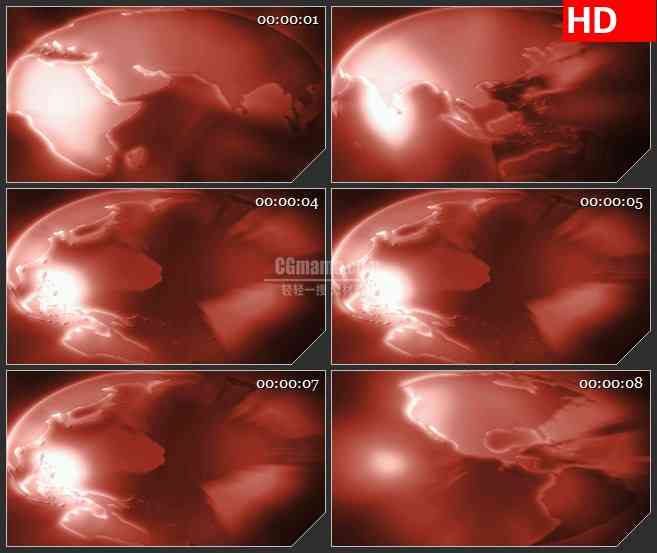 BG1924旋转的红色发光的地球半球高清led大屏视频背景素材