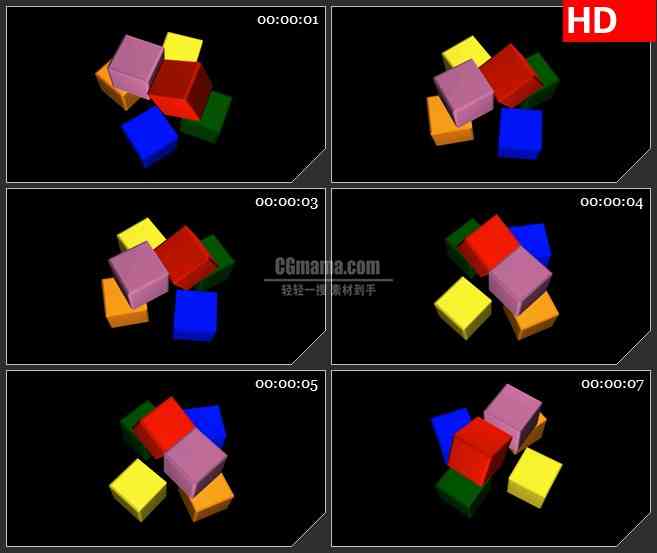BG1943旋转的矩形正方形盒子图子特效合成视频素材