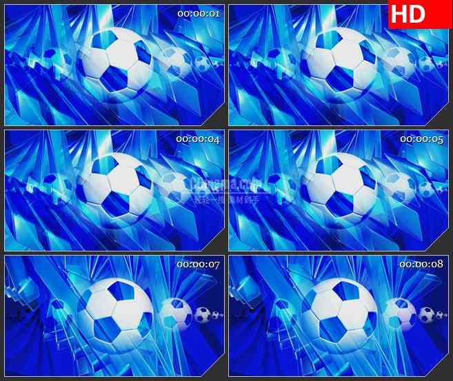 BG2002旋转足球蓝色背景动态LED高清视频背景素材