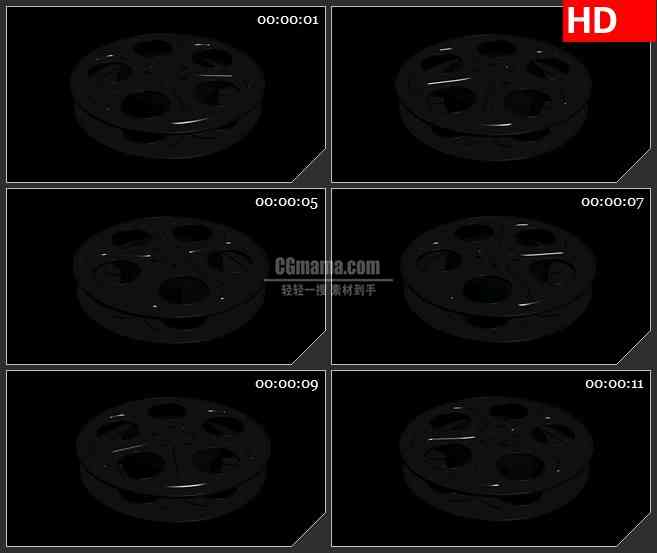 BG2057电影放映胶卷齿轮旋转透明通道动态LED高清视频背景素材