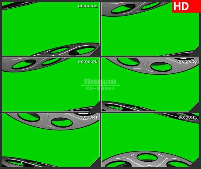 BG2059电影胶卷膜卷旋转绿屏动态LED高清视频背景素材