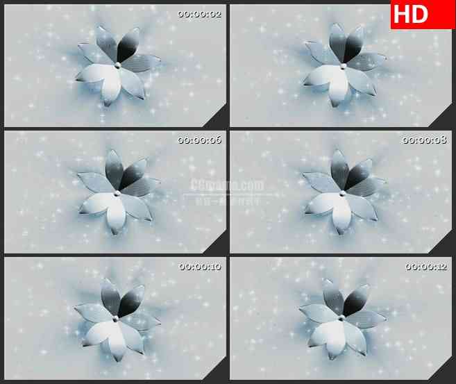 BG2062冬天冰雪花朵旋转花瓣飘落动态LED高清视频背景素材