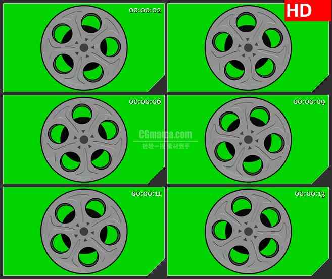 BG2160老电影胶卷膜卷正面旋转绿屏动态LED高清视频背景素材