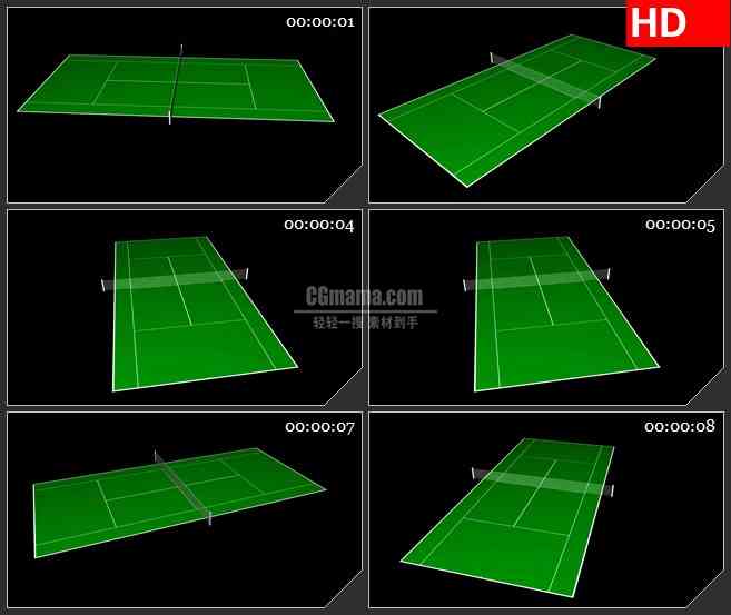BG2171绿色乒乓球台三维模型黑色背景带透明通道动态LED高清视频背景素材