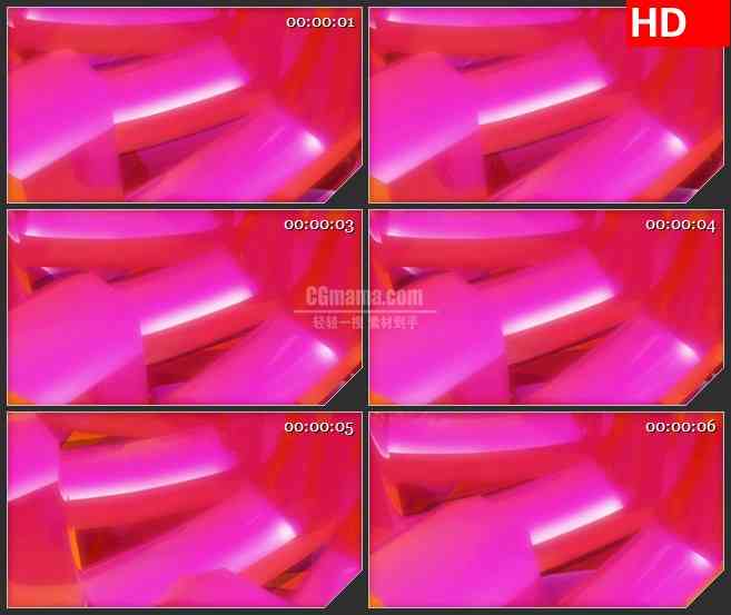 BG2197三维粉红色立方体旋转动态LED高清视频背景素材