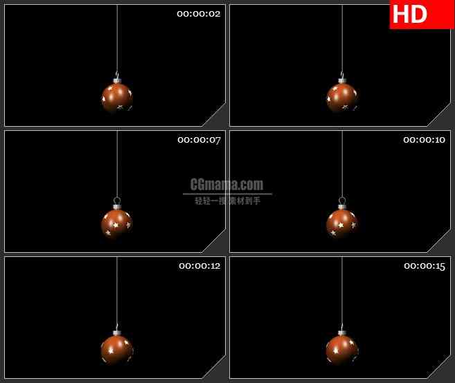 BG2231星星圣诞节日彩球三维模型旋转动态LED高清视频背景素材