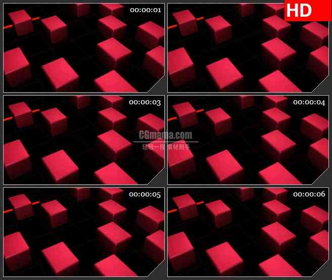 BG2248旋转的红盒子和红线动态LED高清视频背景素材