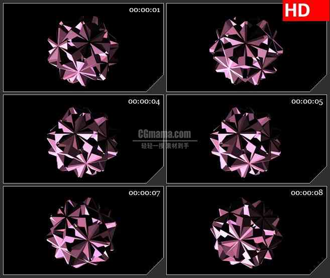 BG2283旋转的紫色宝石透明通道动态LED高清视频背景素材