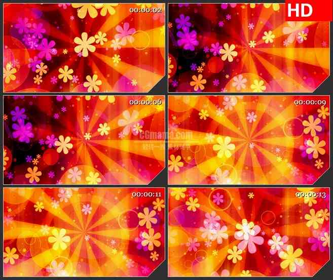 BG2380花朵粒子光束旋转高清led大屏视频背景素材