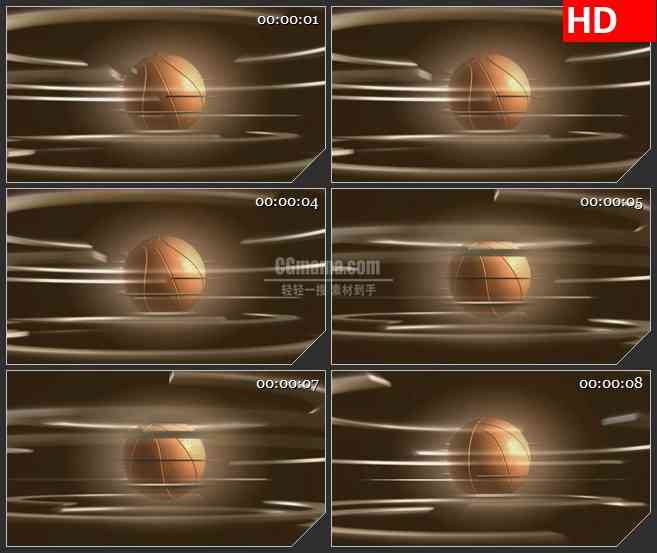BG2456篮球铜圈环绕旋转高清led大屏视频背景素材