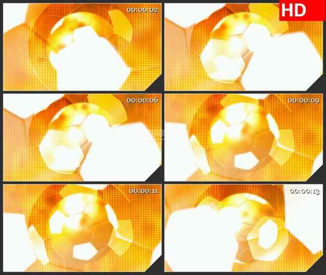 BG2557足球透光金色背景旋转高清led大屏视频背景素材