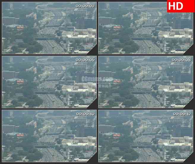 BG2625俯视城市中心高速公路交通高清led大屏视频背景素材