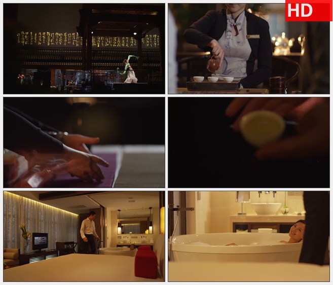 ZY1293高档酒店体验中国传统舞蹈茶道品茶泡澡高清实拍视频素材