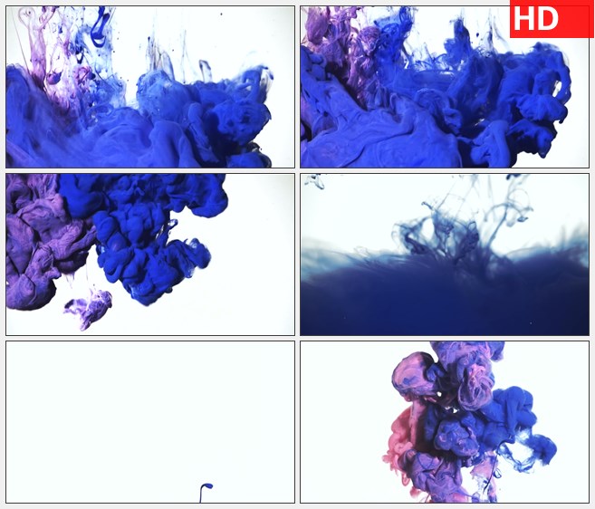 ZY1352蓝色紫色水墨墨水交汇特效高清视频素材