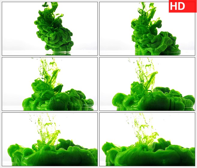 ZY1365绿色水墨流体粒子飘落高清特效视频素材