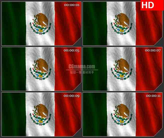 BG2747墨西哥国旗飘动高清led大屏视频背景素材