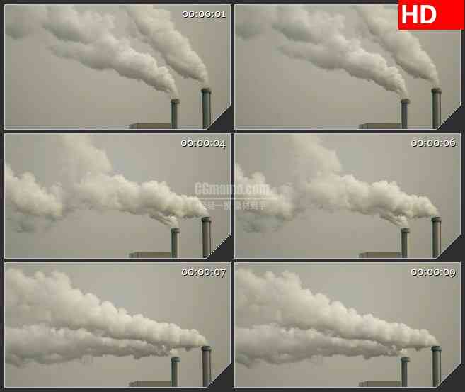 BG2833烟囱工业排放废气动态高清led大屏视频背景素材