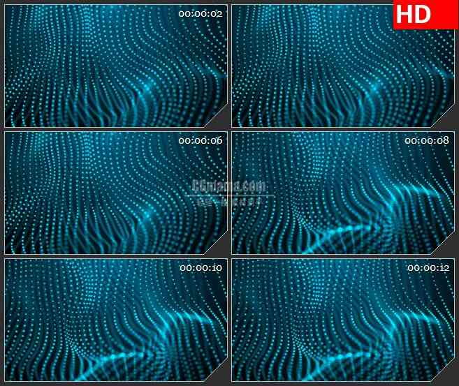 BG2886波浪式运动的蓝色光点网高清led大屏视频背景素材