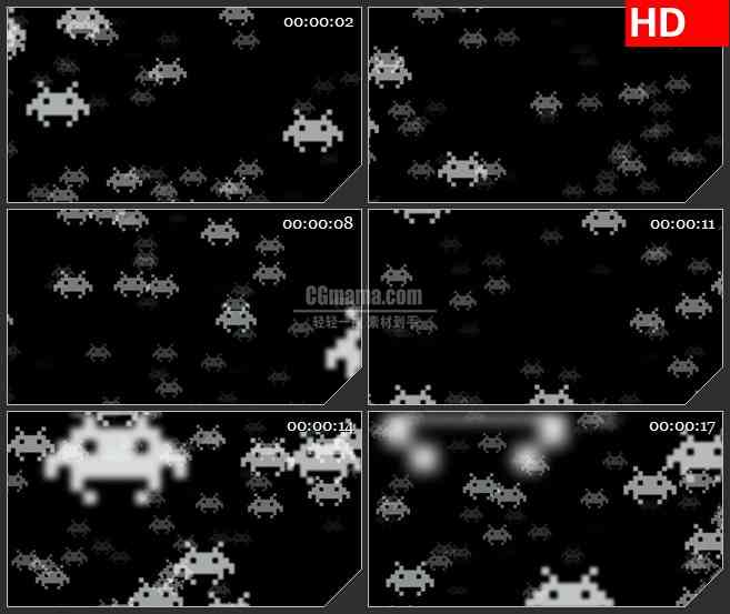 BG2911动画效果 攻击太空的侵略者高清led大屏视频背景素材