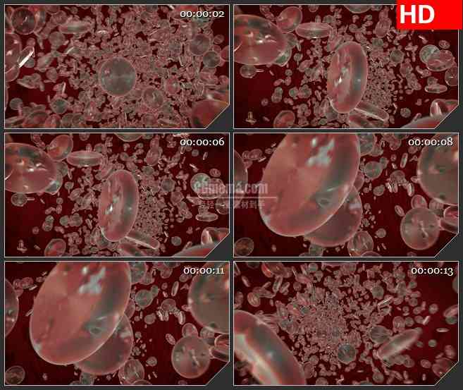 BG3097医学类 血细胞通过血管高清led大屏视频背景素材