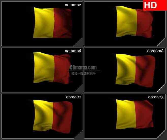 BG3135比利时国旗led3D大屏背景高清视频素材