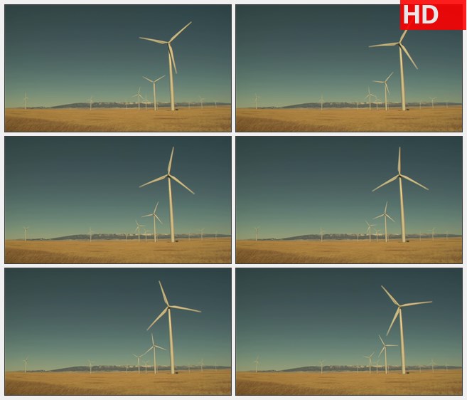 ZY1536傍晚田野里的风力发电机高清实拍视频素材