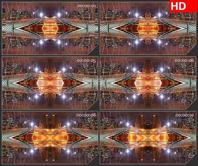 BG3241繁华都市夜景 大桥夜景 镜像效果  led大屏背景高清视频素材