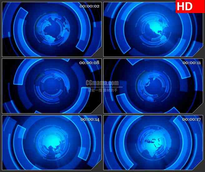 BG3290蓝色的地球运动图形 led大屏背景高清视频素材
