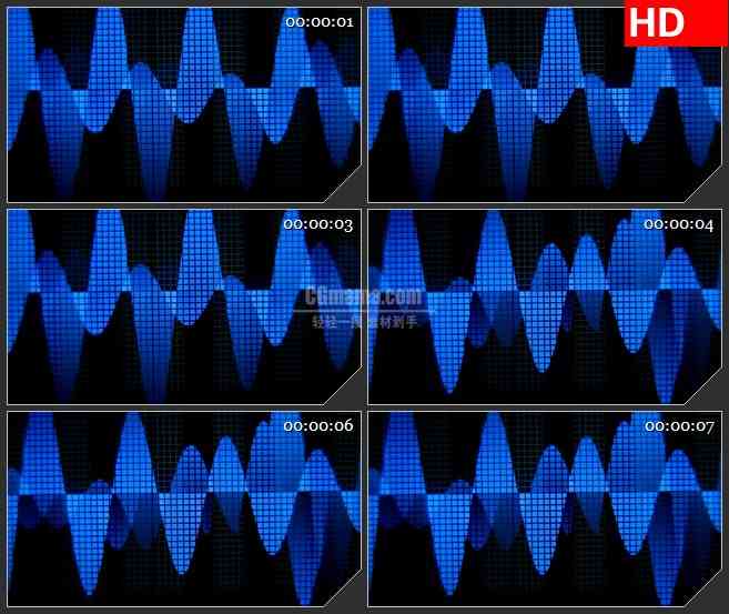 BG3292蓝色的音序器波浪线led大屏背景高清视频素材